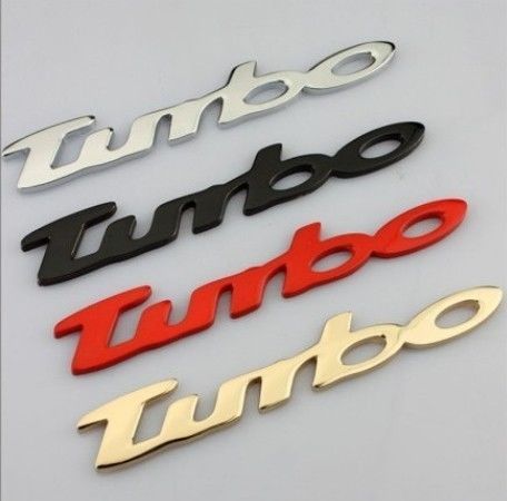 RED, BLACK OR SILVER TURBO ABS 3D PLASTIC CHROME CAR BADGE EMBLEM STICKER AUS
