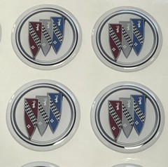 4- Buick Symbol White – Red Center Wheel Emblem 2” Round Vinyl Domes New 4 Piece