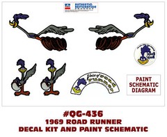 XP QG-436 1969 PLYMOUTH ROAD RUNNER – MULTI DECAL SET & PAINT SCHEMATIC – 6 pcs