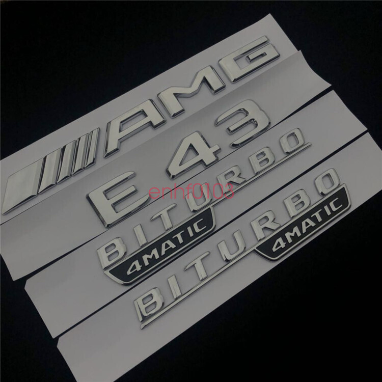 2018 E43 + AMG + BITURBO 4 MATIC Trunk Emblem Badge Sticker for Mercedes Benz