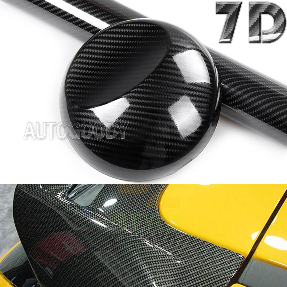 12″ x 60″ Super Gloss 7D Black Carbon Fiber Vinyl Air Bubble Free 1ft x 5ft 6D