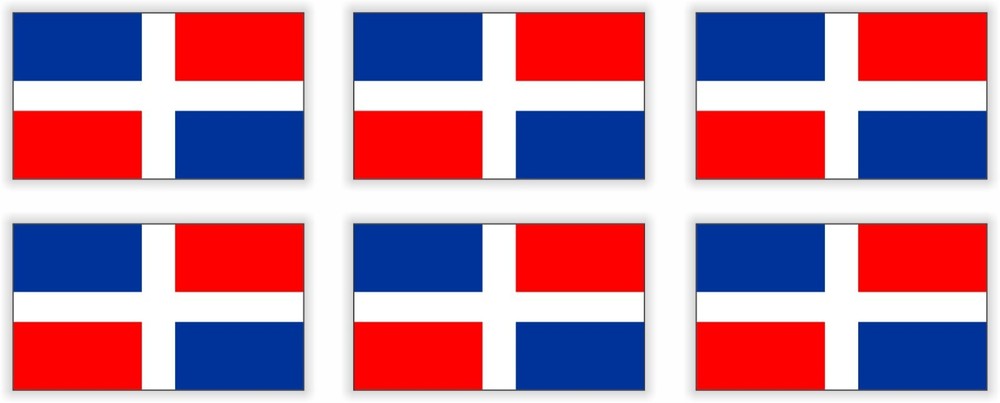 6pk Mini 1″ x 1.75″ Dominican Republic Flag Stickers Decals Flags