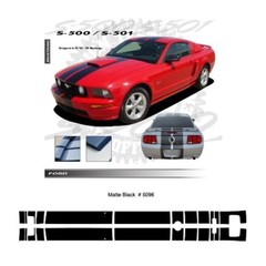 Ford Mustang 2005-2009 w/ Lip Spoiler Stripes Graphic Kit – Matte Black
