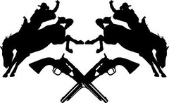 Cowboy Bronco Horse Rodeo Guns Car Truck Window Laptop Vinyl Decal Sticker