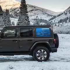 Blue Rear Side Window American Flag Decal For Jeep Wrangler JL JLU 2018+ 4-Door