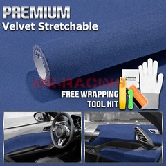 Velvet Stretchable Royal Blue Suede Textured Car Vinyl Wrap Sticker Decal Sheet