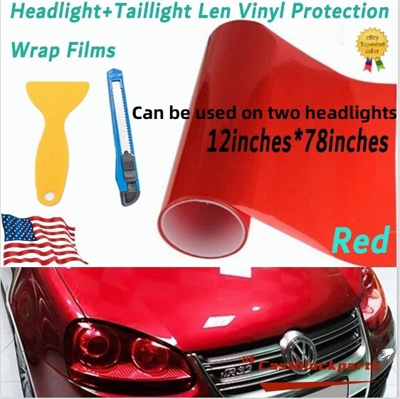 12″x78″Film for Headlight Taillight Transparent Red Lens Vinyl Protection Wrap