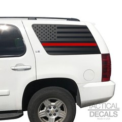 USA Flag w/ Red line Decals for Chevy Tahoe window 2007-2014 CT3-QR7.R