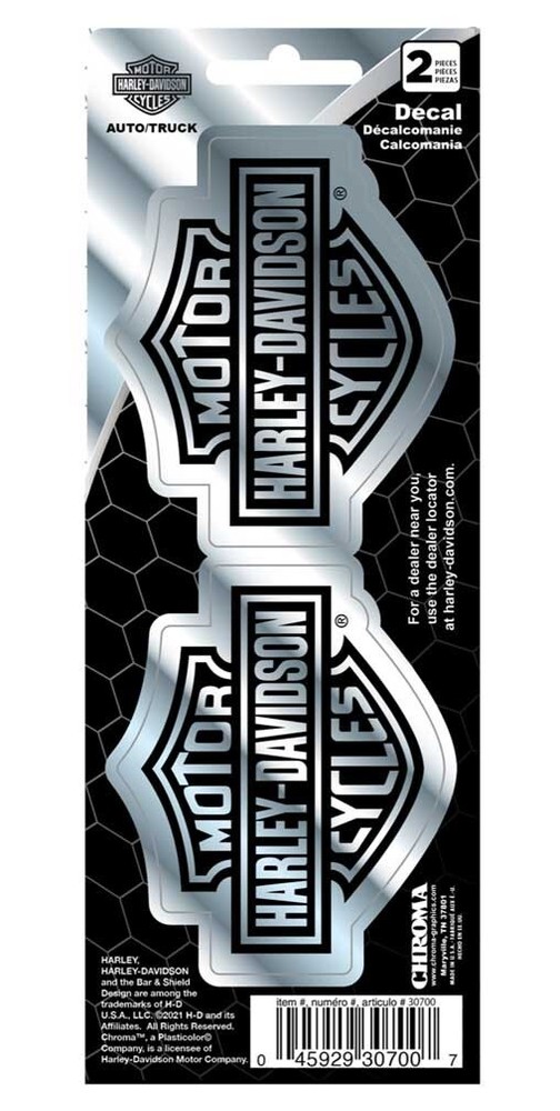 Harley-Davidson® Chrome Bar & Shield Decals – 3″ Wide x 2.5″ Tall – 2 Decals