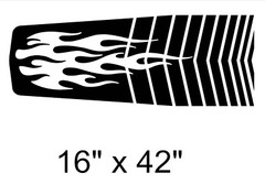 New 16″ Center Hood Stripped w/FLAMES RACING STRIPES vinyl Decal (Fits Charger)