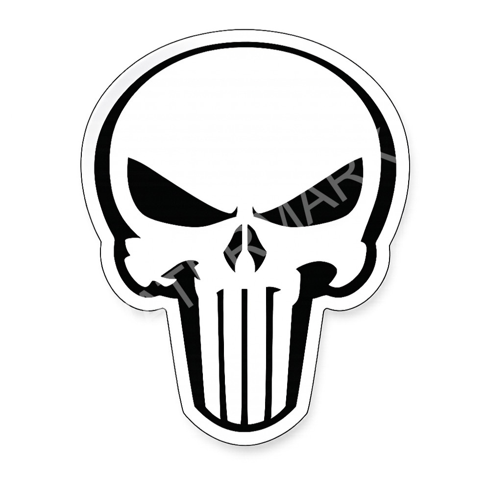 Punisher Style Skull Vinyl Decal Sticker White Black Car Truck Window 25