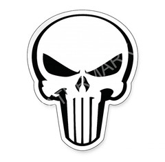 Punisher Style Skull Vinyl Decal Sticker White Black Car Truck Window 25