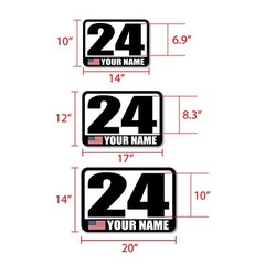2 pcs Custom Racing Track Day Autocross Numbers Name Flag Car Door Vinyl Decal