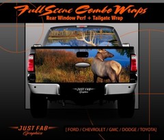 TRUCK REAR WINDOW TAILGATE WRAP COMBO VINYL GRAPHIC DECAL STICKER LAMINATED ELK