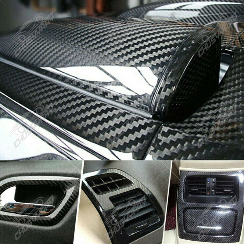 7D Car Vehicle Accessories Interior Panel Black Carbon Fiber Vinyl Wrap Sticker