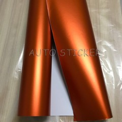 50FT x 5FT Metallic Matte Chrome Vinyl Whole Car Wrap Sticker Bubble Free Orange