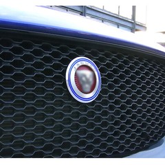 For Jaguar F-Pace XE XF XJ Blue Aluminum Front Bumper Grille Logo Bezel Cover