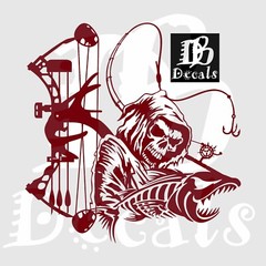 Grim Reaper Bow Fish Deer Hunter Skull Car Truck Window Vinyl Decal Sticker