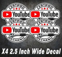 X4 Certified YouTube Mechanic Decal 2.5 Window Tool Box Sticker Funny Car Truck