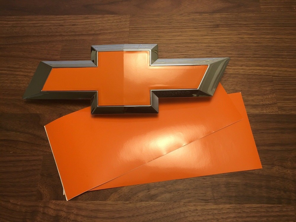 CJ 2 Silverado Gloss Orange Universal Chevy Bowtie Vinyl Sheets Emblem Overlay