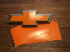 CJ 2 Silverado Gloss Orange Universal Chevy Bowtie Vinyl Sheets Emblem Overlay