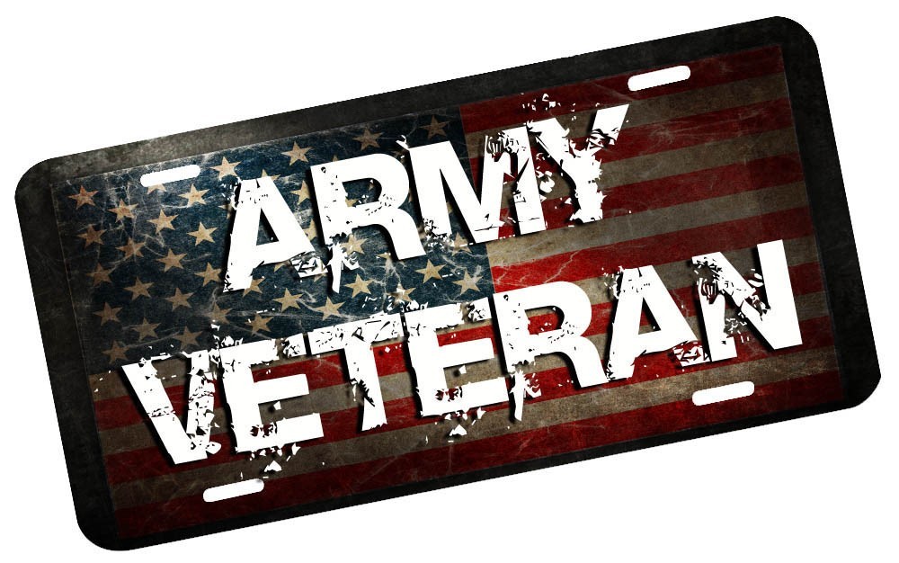 Army Veteran License Plate Automotive .40 Alum. Hi-Quality Full Color