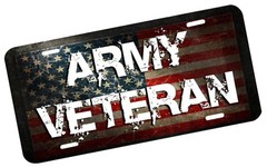 Army Veteran License Plate Automotive .40 Alum. Hi-Quality Full Color