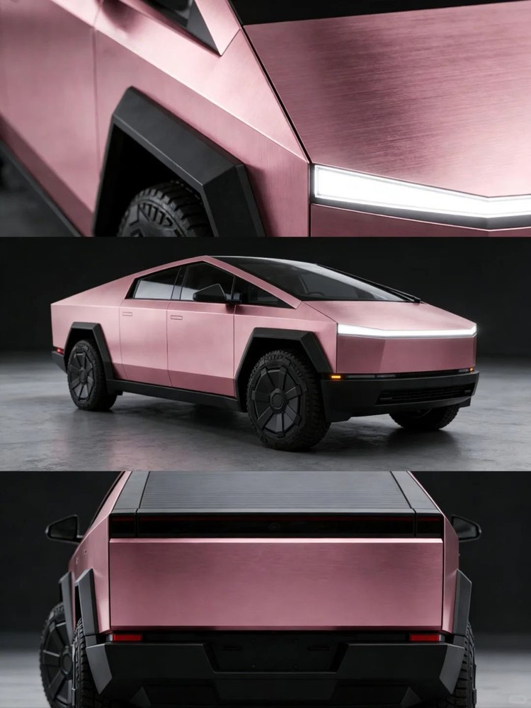 Cybertruck DIY PPF Paint Protection Film Wrap Color Changing Brushed Rose Gold