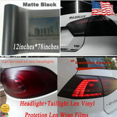 Fit Headlight+tail+fog light 12″x78″ Matte Black Smoke Tint Film Lens Vinyl Wrap