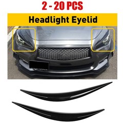 For 2014-2023 Infiniti Q50 Gloss Black ABS Headlight Eye Lid Eyelid Cover 2-20X