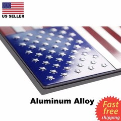 (4 PACK) ALUMINUM US Flag Sticker 3D Emblem Decal Patriotic USA 3.15″x1.75″