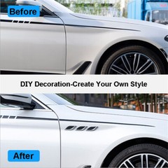 3D Chrome Metal Sticker Fake Air Vent Trim Fit For Car Fender Hood Intake Decor