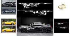 2Pcs Car Flame Graphics Side Stickers Decal for SUV Truck Waterproof White