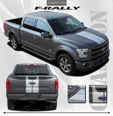 2015-2020 Ford F-150 Center F-RALLY Hood Racing Vinyl Graphics Kit Decals Stripe