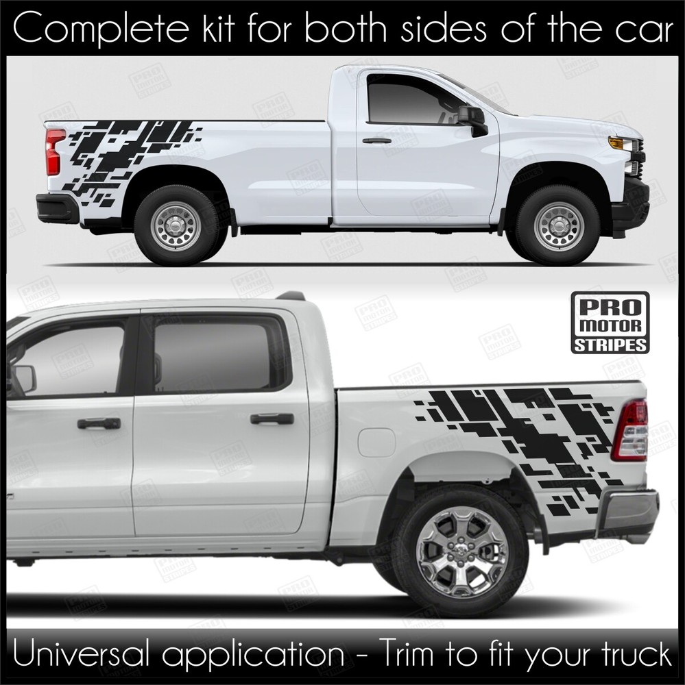 Digital Mud Side Bed Decal Stripes For Chevrolet Silverado Colorado S10 WT LT EV