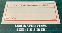 EXPERIMENTAL ENGINE VINYL DECAL STICKER FOR TRANS AM CARS -SCCA-BOSS-PERFORMANCE