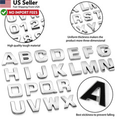 Lamoutor 43pc 3D Chrome Car Emblem Letters Numbers Badge Sticker DIY FROM USA