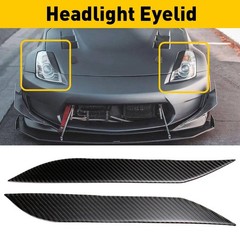 2/4x 2003-2009 Fits 350Z Headlight NISSAN Eyelids Cover Trim Eyebrow Carbon Fibe