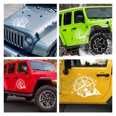 Compass with Mountains Car Body Rear Window Decal for Pickup Truck Boat Wall
