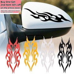 One Pair Flames Fire Car Side Rear View Mirror Auto Decal Stickers Truck Racing