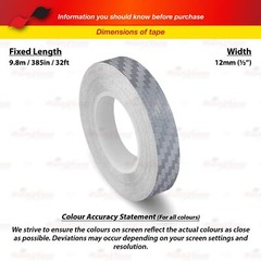 1/2″ 12mm PinStriping Stripe Tape Styling Decal Vinyl Sticker CARBON FIBER GRAY