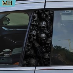 2-Piece High-quality Car Sticker Horror Skull Door Post Sticker Self-adhesive