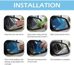 4x/8x Car Rearview Mirror Film, Waterproof Film Side Mirror Rainproof Film HD US