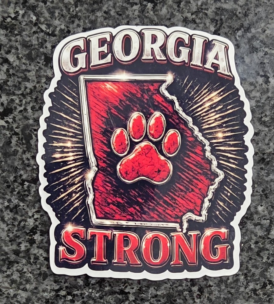 Georgia Strong Dog Paw Wild Fire Bennefit Decal / Sticker Water Resistant Uv Lam