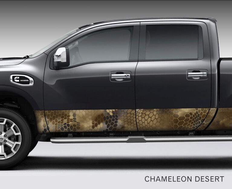 Camo “Chameleon Desert” Rocker Panel Graphic Decal Wrap Kit Truck SUV – 2 Sizes