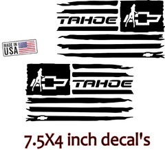 Set of 2 TAHOE Flag Vinyl Stickers Mirrored LEFT & RIGHT for chevy TAHOE LTZ 5.3