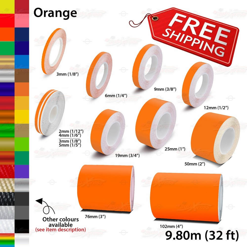 ORANGE Roll PIN STRIPE Streamline PinStriping Trim Line TAPE Decal Vinyl Sticker