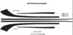 2012-2017 THRUST Side Stripes Graphics Decals New!* (3M Vinyl) for Ford Focus