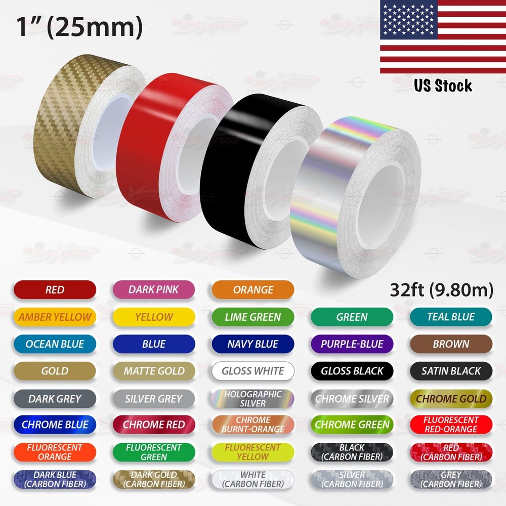 1″ 1-1/2″ 2″ 3″ 4″ 6″ 8″ Solid Racing Pin Stripe Tape Car Styling Vinyl Stickers