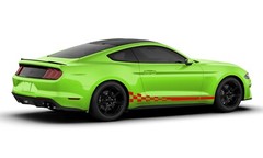 Wavy flag side stripes graphics stickers decals compatible with Ford Mustang